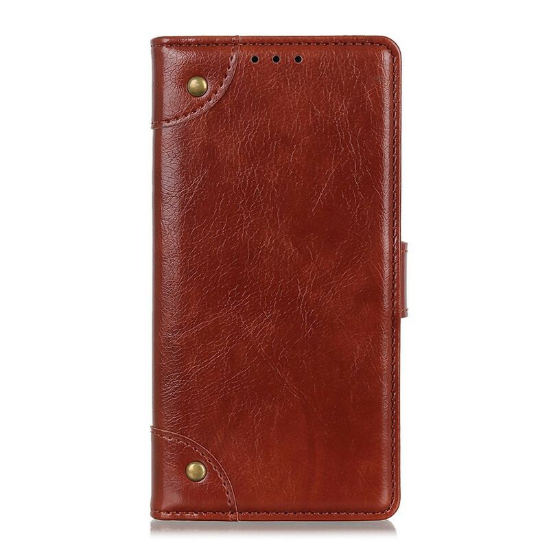 Capa De Celular Para Samsung Galaxy A42 5G Flip Rebites De Couro Napa Rachado