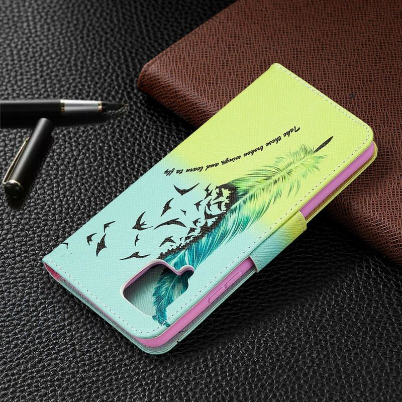 Capa De Couro Para Samsung Galaxy A42 5G Aprender A Voar