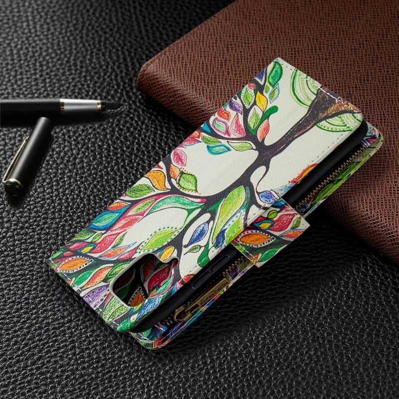 Capa De Couro Para Samsung Galaxy A42 5G Bolso De Árvore Com Zíper