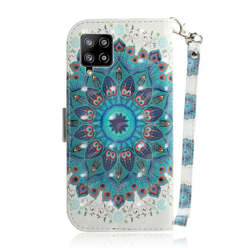 Capa De Couro Para Samsung Galaxy A42 5G De Cordão Mandala Magistral Com Alça