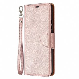 Capa De Couro Para Samsung Galaxy A42 5G Flip Lichia Rabat Oblíqua