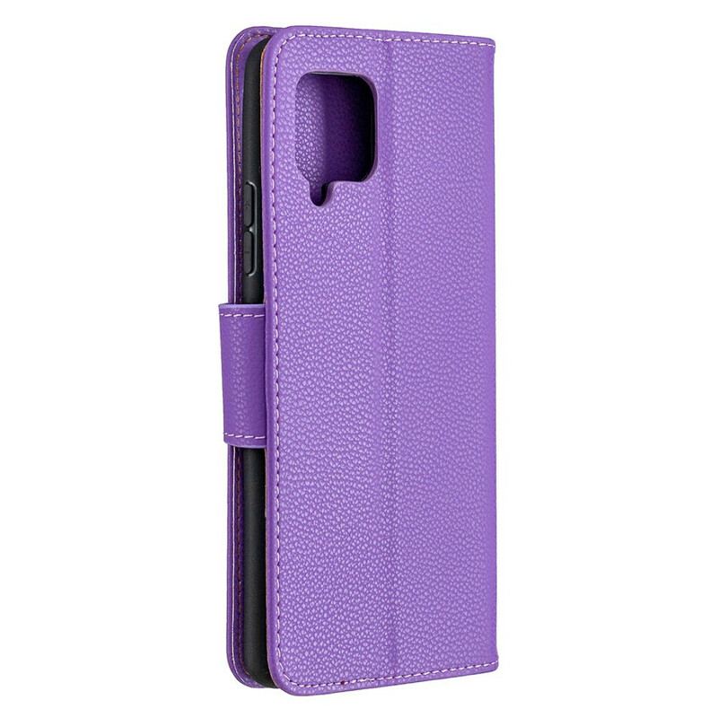 Capa De Couro Para Samsung Galaxy A42 5G Flip Lichia Rabat Oblíqua