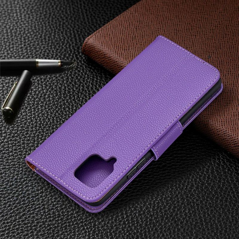 Capa De Couro Para Samsung Galaxy A42 5G Flip Lichia Rabat Oblíqua