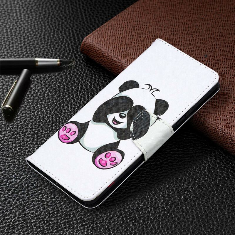 Capa De Couro Para Samsung Galaxy A42 5G Panda Divertido