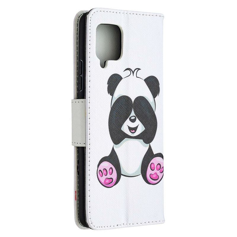 Capa De Couro Para Samsung Galaxy A42 5G Panda Divertido