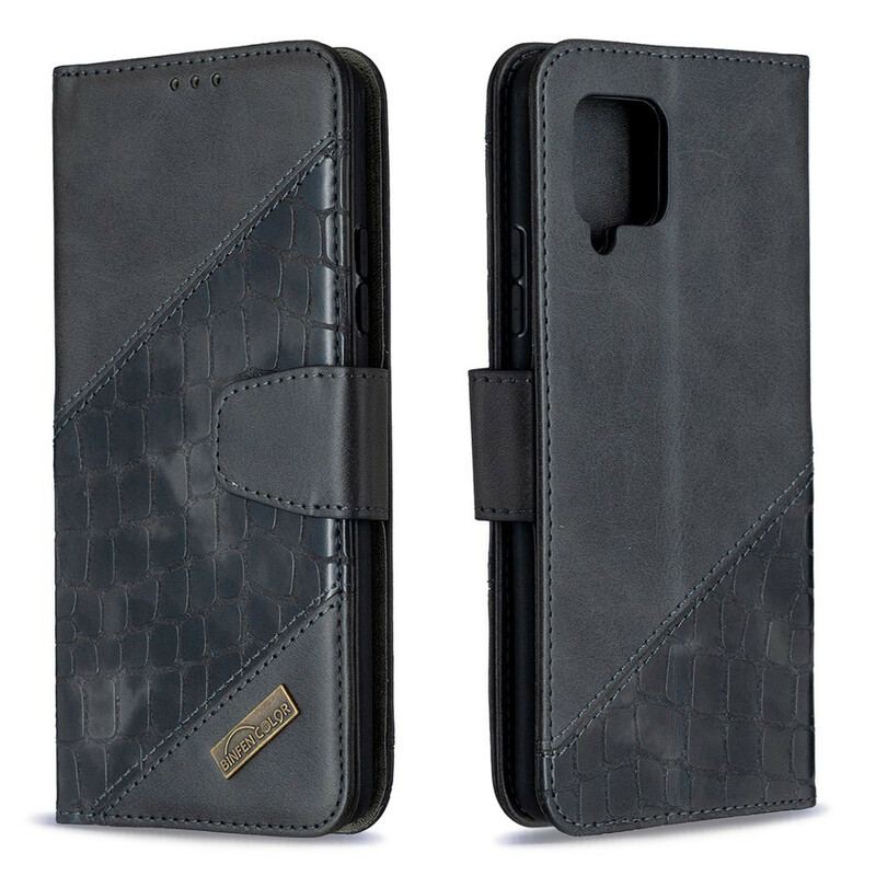 Capa De Couro Para Samsung Galaxy A42 5G Pele Clássica De Crocodilo