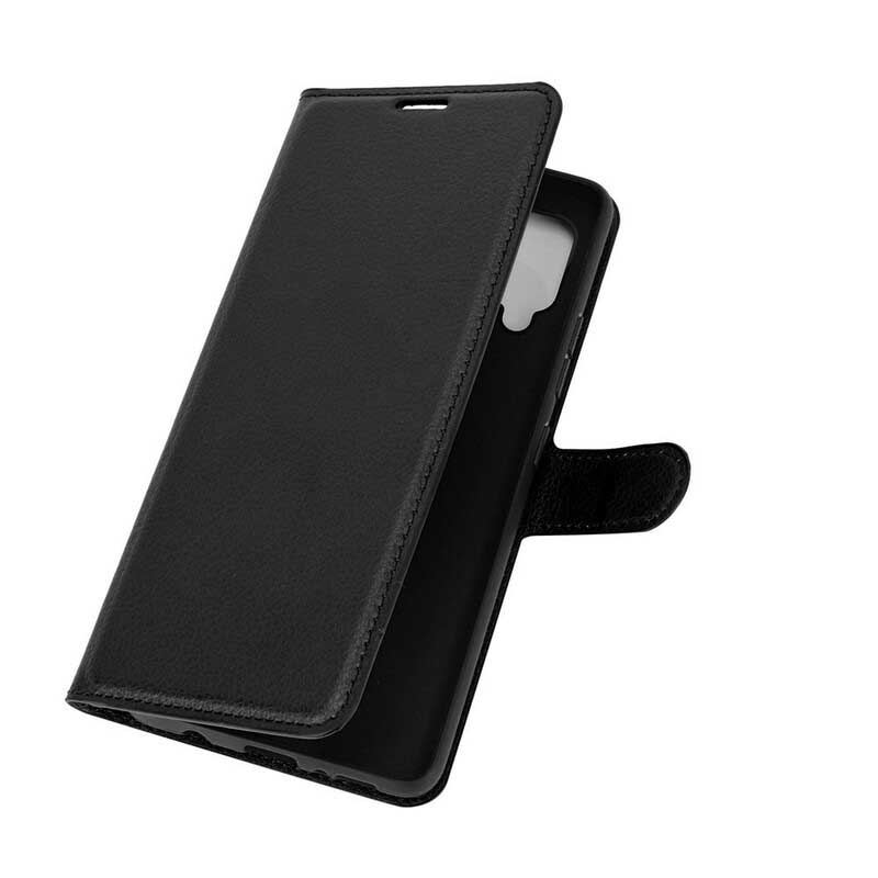 Capa Em Pele Para Samsung Galaxy A42 5G Couro Sintético De Lichia Clássico