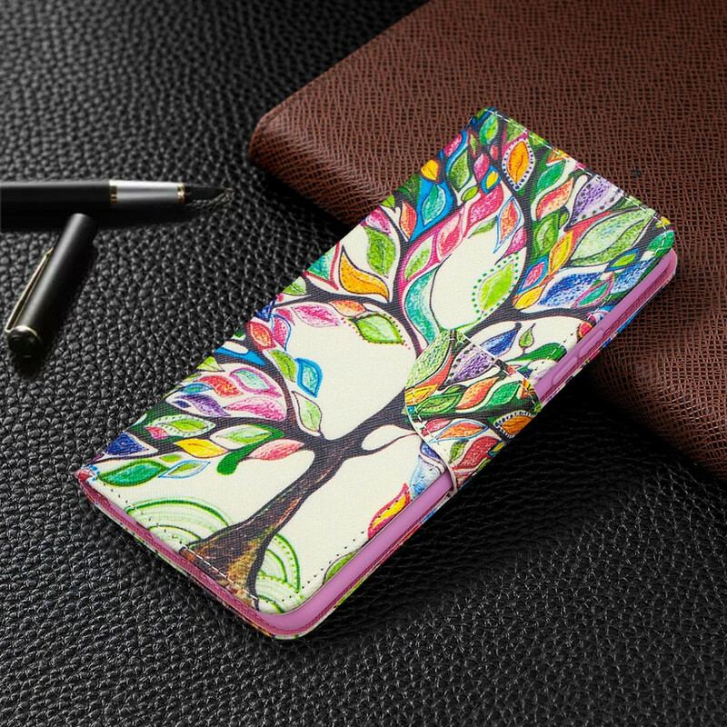 Capa Flip Para Samsung Galaxy A42 5G Árvore Colorida