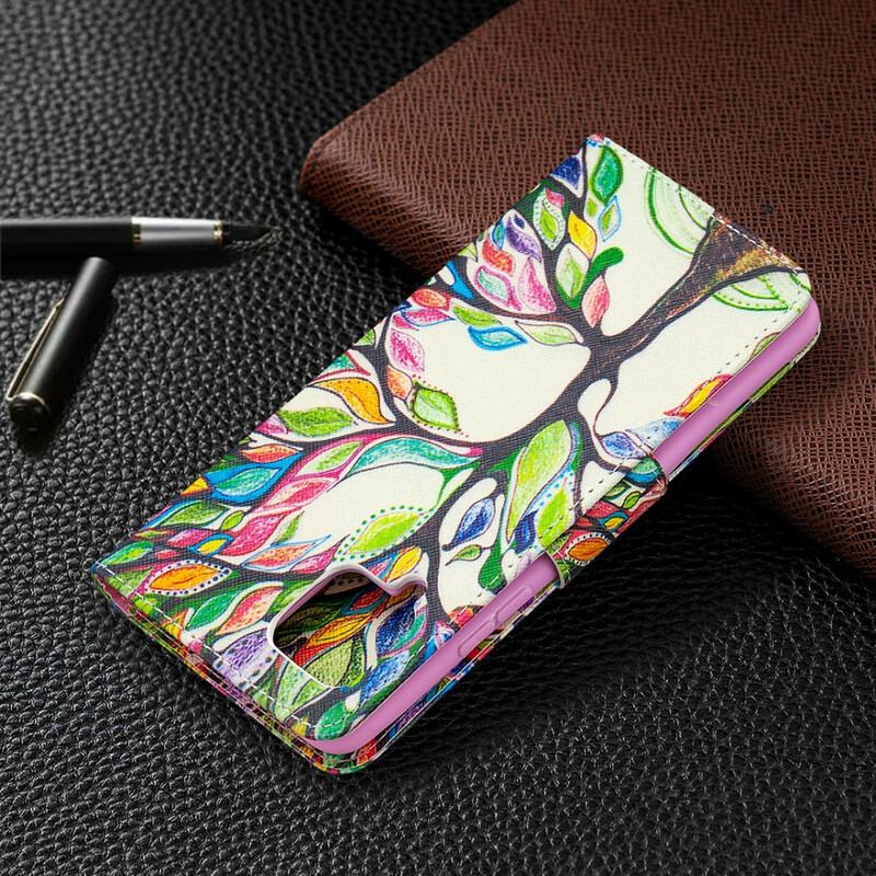 Capa Flip Para Samsung Galaxy A42 5G Árvore Colorida