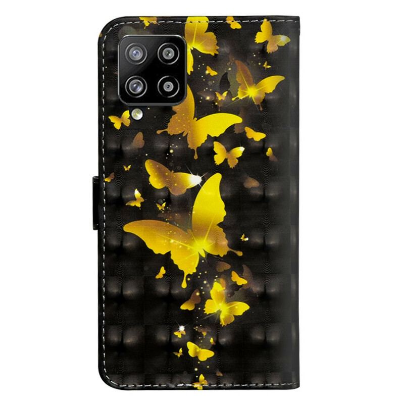 Capa Flip Para Samsung Galaxy A42 5G Borboletas Amarelas