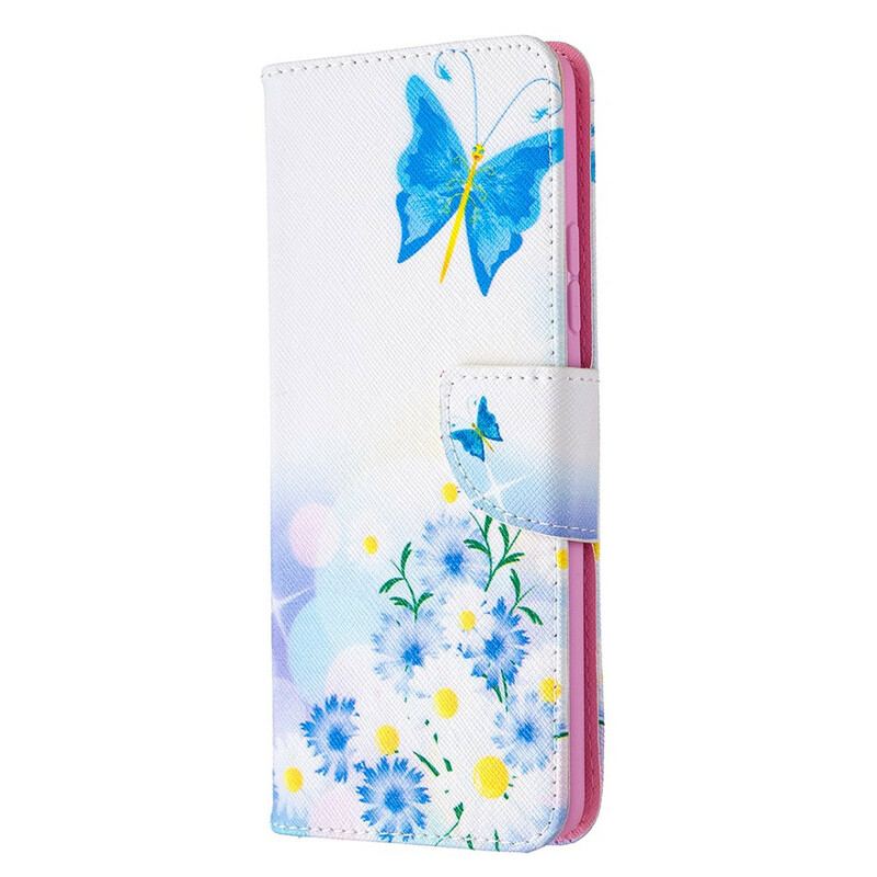 Capa Flip Para Samsung Galaxy A42 5G Borboletas E Flores Pintadas