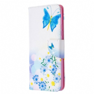 Capa Flip Para Samsung Galaxy A42 5G Borboletas E Flores Pintadas