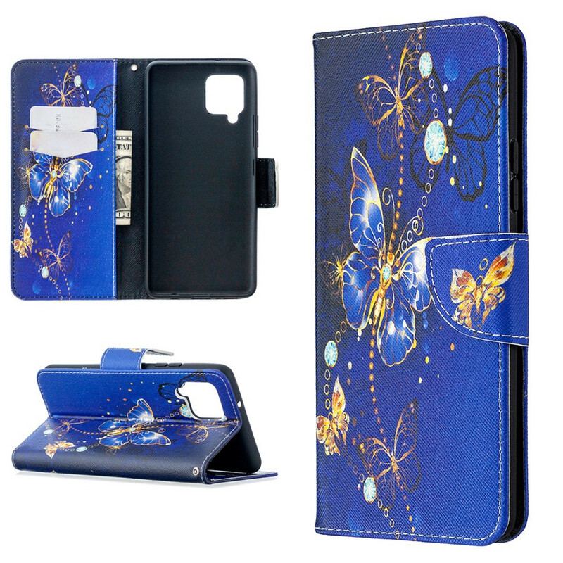 Capa Flip Para Samsung Galaxy A42 5G Borboletas Reis