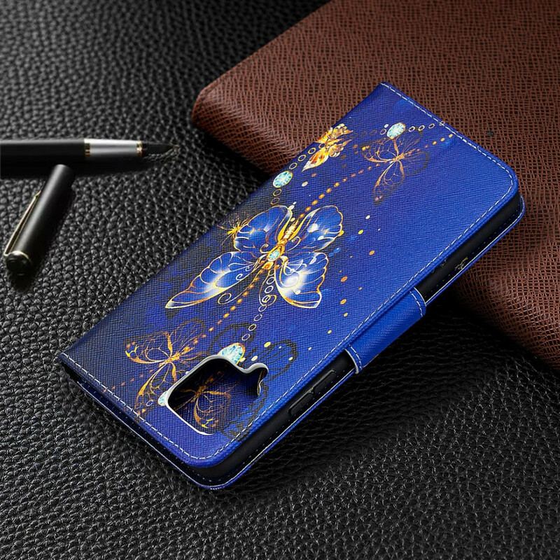 Capa Flip Para Samsung Galaxy A42 5G Borboletas Reis