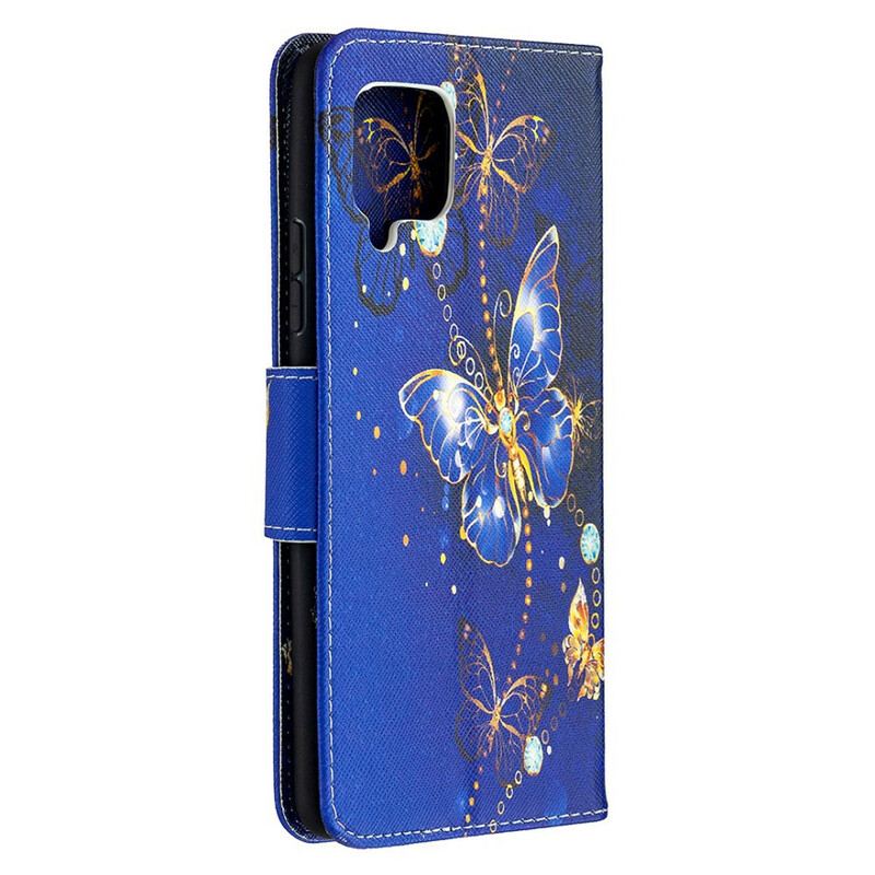 Capa Flip Para Samsung Galaxy A42 5G Borboletas Reis