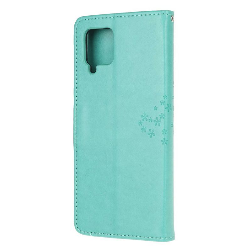 Capa Flip Para Samsung Galaxy A42 5G De Cordão Tanga E Corujas