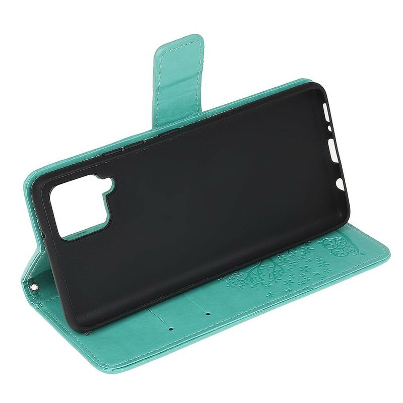 Capa Flip Para Samsung Galaxy A42 5G De Cordão Tanga E Corujas