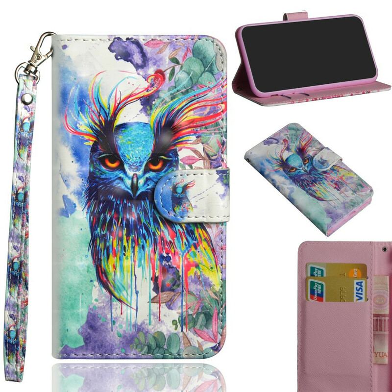 Capa Flip Para Samsung Galaxy A42 5G Pássaro Aquarela