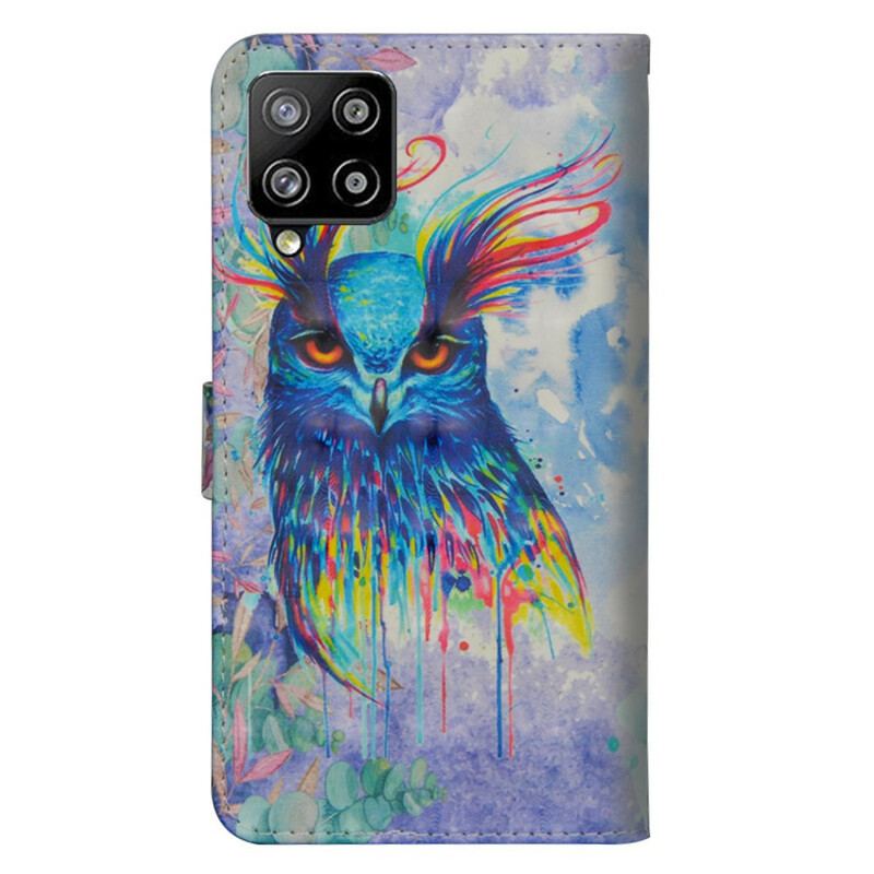 Capa Flip Para Samsung Galaxy A42 5G Pássaro Aquarela