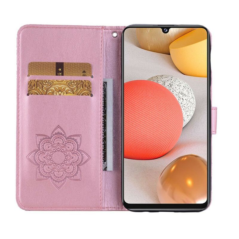 Capa Folio Para Samsung Galaxy A42 5G Coruja Mandala E Charme