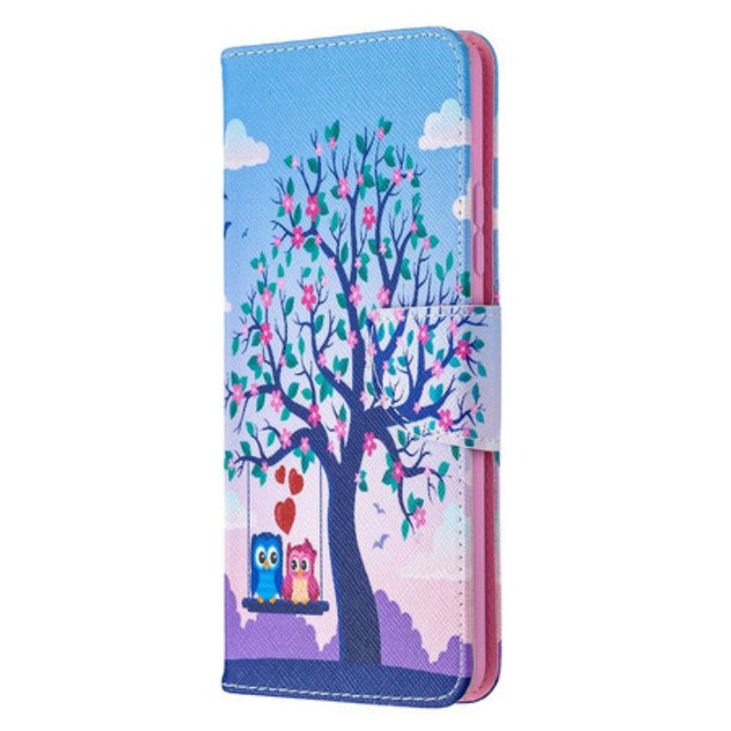 Capa Folio Para Samsung Galaxy A42 5G Corujas No Balanço