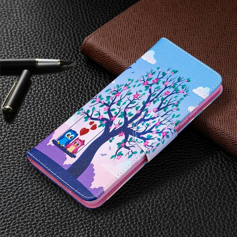 Capa Folio Para Samsung Galaxy A42 5G Corujas No Balanço