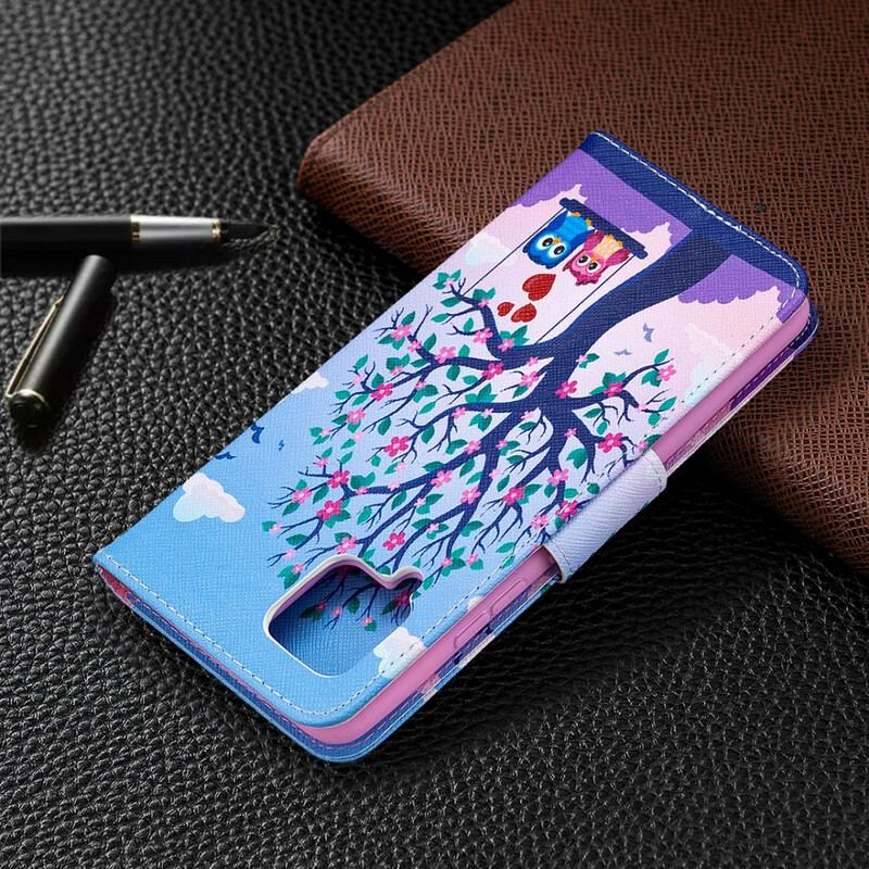 Capa Folio Para Samsung Galaxy A42 5G Corujas No Balanço