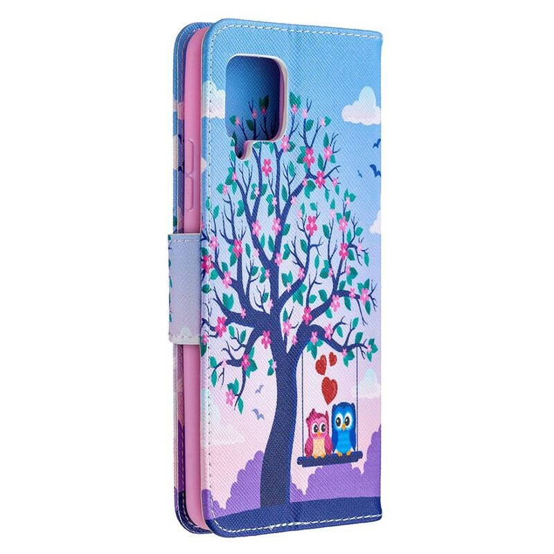 Capa Folio Para Samsung Galaxy A42 5G Corujas No Balanço