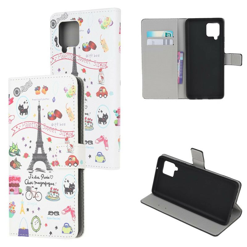 Capa Folio Para Samsung Galaxy A42 5G Eu Amo Paris