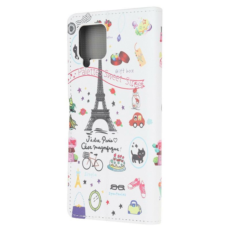 Capa Folio Para Samsung Galaxy A42 5G Eu Amo Paris