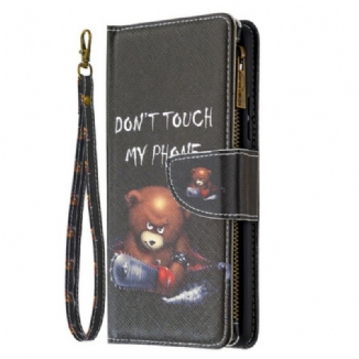 Capa Folio Para Samsung Galaxy A42 5G Urso De Bolso Com Zíper