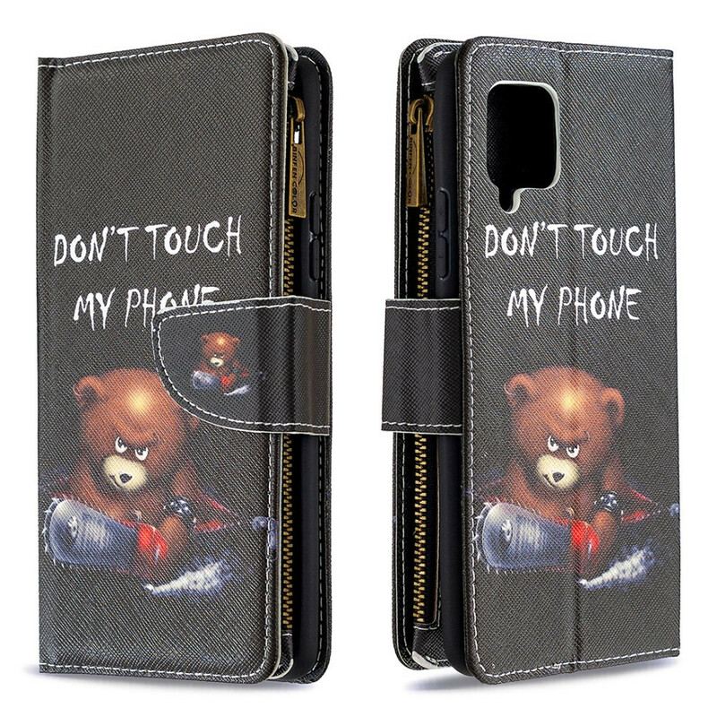 Capa Folio Para Samsung Galaxy A42 5G Urso De Bolso Com Zíper