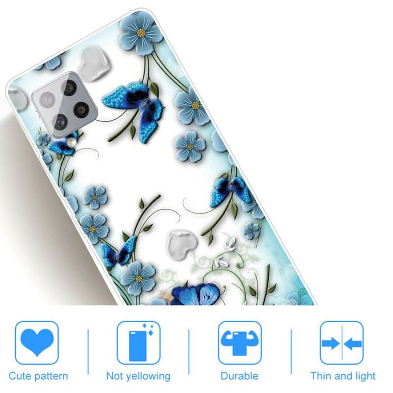 Capa Para Samsung Galaxy A42 5G Borboletas E Flores Retrô Sem Costura