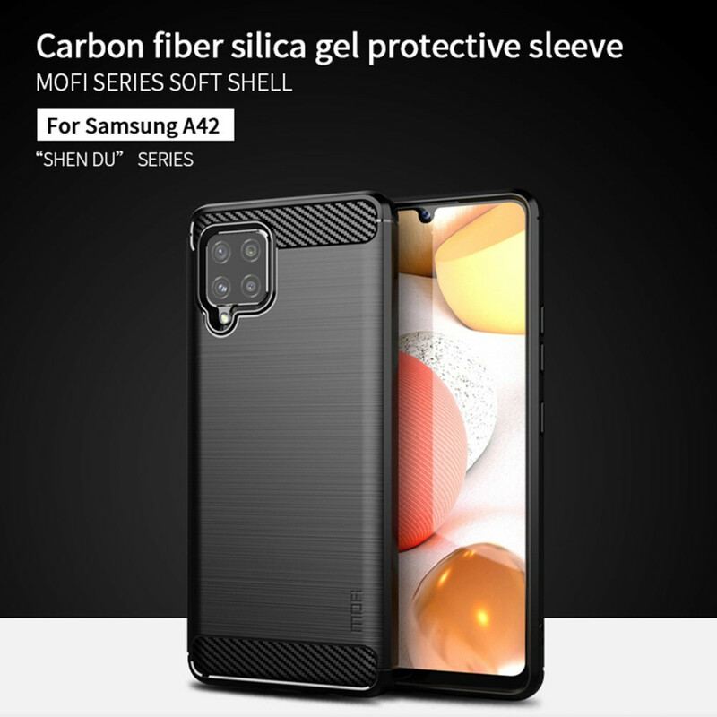 Capa Para Samsung Galaxy A42 5G Fibra De Carbono Escovada Mofi