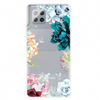 Capa Para Samsung Galaxy A42 5G Flores Em Aquarela Sem Costura