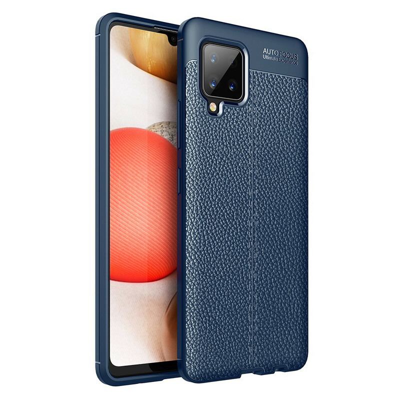 Capa Para Samsung Galaxy A42 5G Linha Dupla Efeito Couro Litchi