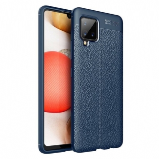 Capa Para Samsung Galaxy A42 5G Linha Dupla Efeito Couro Litchi