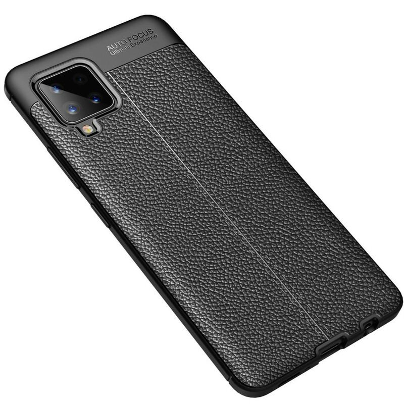 Capa Para Samsung Galaxy A42 5G Linha Dupla Efeito Couro Litchi