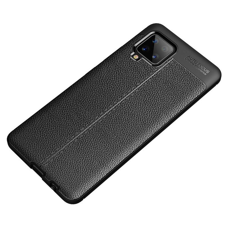 Capa Para Samsung Galaxy A42 5G Linha Dupla Efeito Couro Litchi