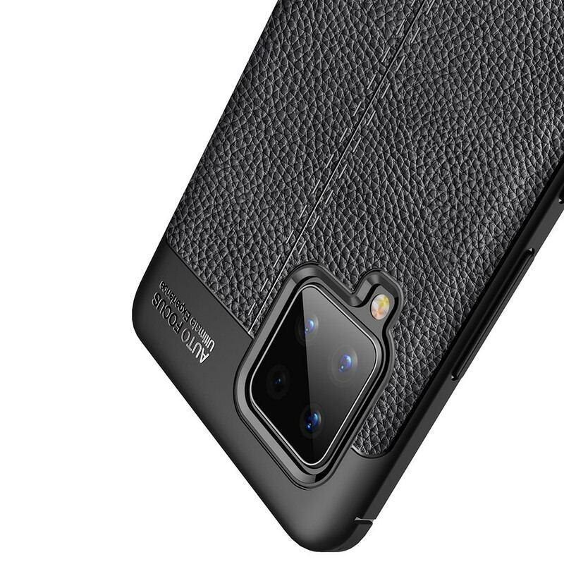 Capa Para Samsung Galaxy A42 5G Linha Dupla Efeito Couro Litchi