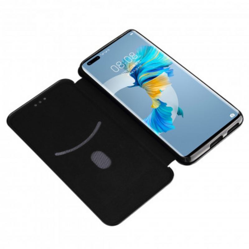 Capa De Celular Para Huawei Mate 40 Pro Flip Fibra De Carbono