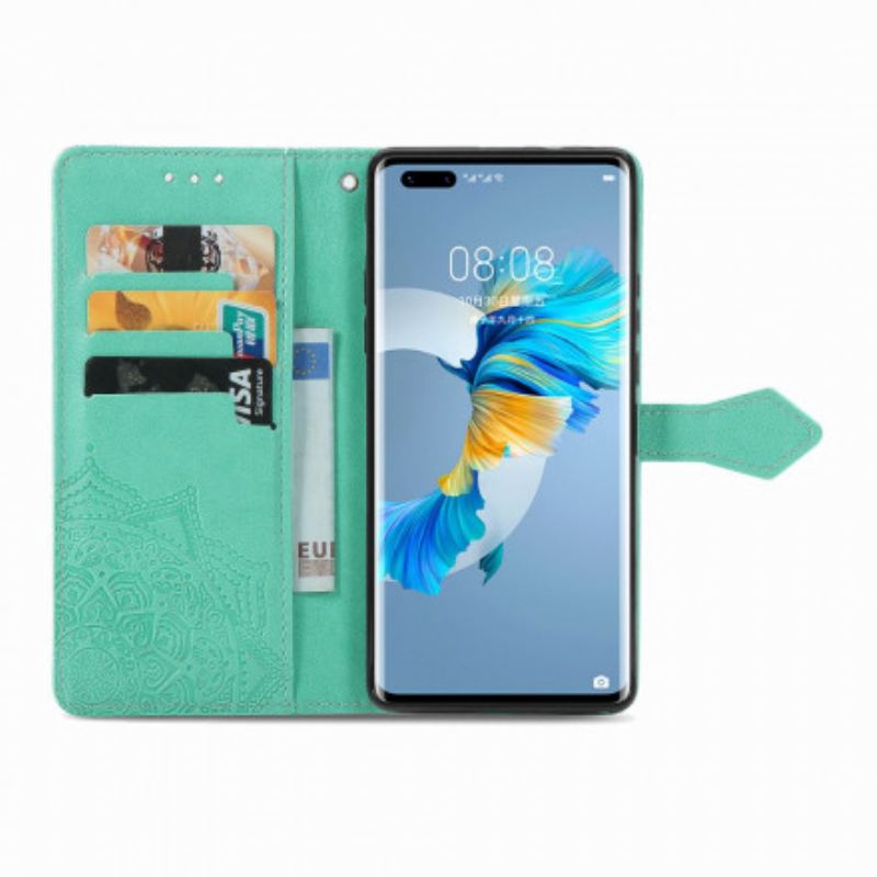 Capa Flip Para Huawei Mate 40 Pro Mandala Idade Média