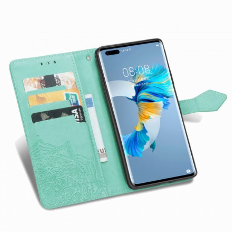 Capa Flip Para Huawei Mate 40 Pro Mandala Idade Média