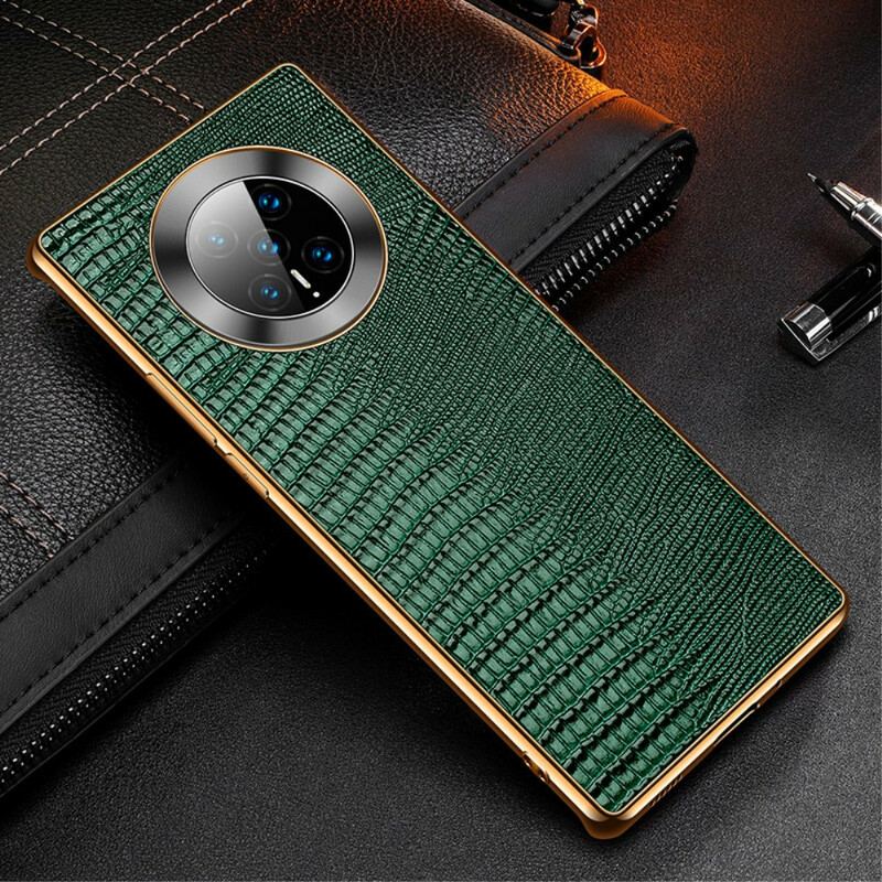 Capa Para Huawei Mate 40 Pro Couro Genuíno Com Textura De Lagarto