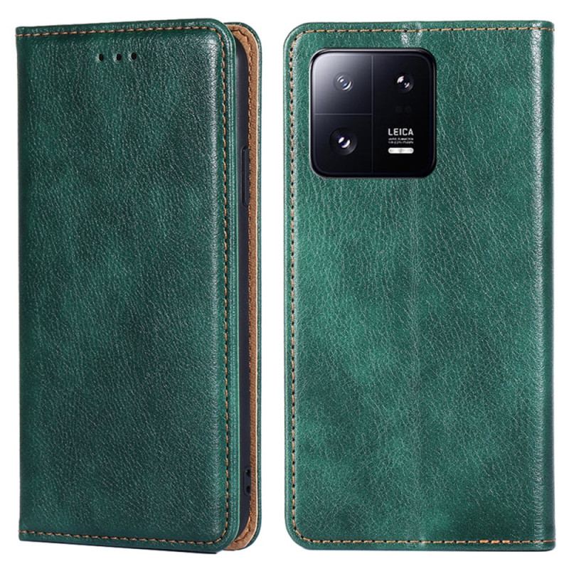 Capa De Celular Para Xiaomi 13 Pro Flip Costura De Couro Falso