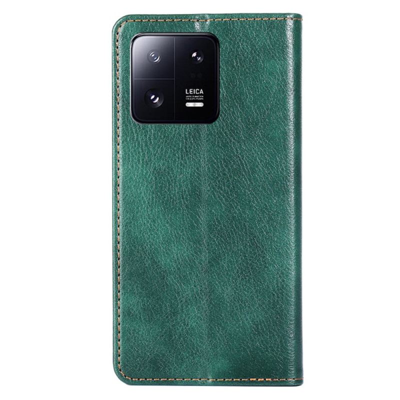 Capa De Celular Para Xiaomi 13 Pro Flip Costura De Couro Falso