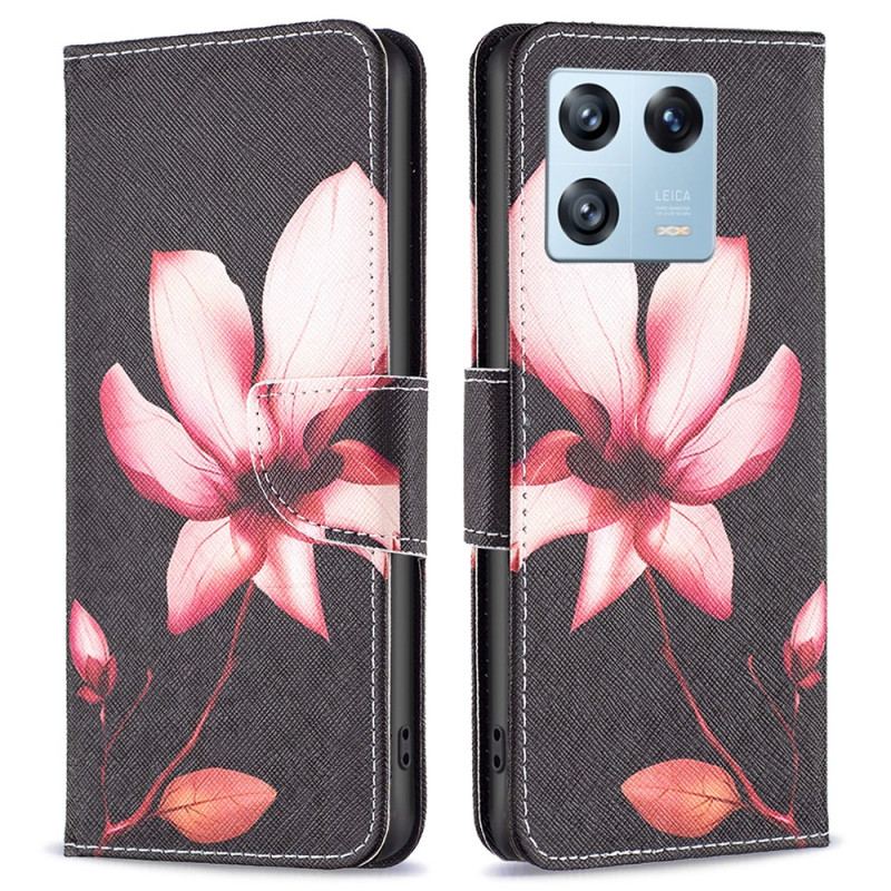 Capa De Couro Para Xiaomi 13 Pro Flor Rosa