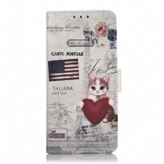 Capa De Couro Para Xiaomi 13 Pro Gato Viajante