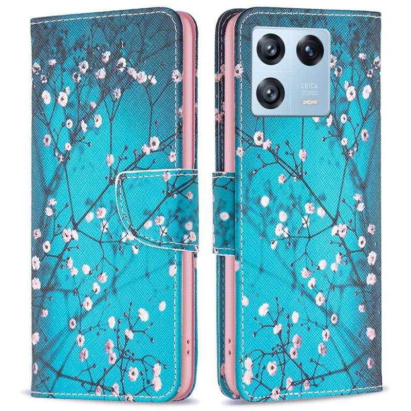 Capa Em Pele Para Xiaomi 13 Pro Ramos Floridos