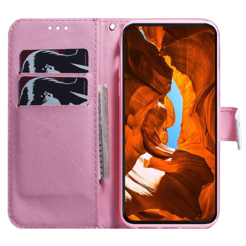 Capa Flip Para Xiaomi 13 Pro De Cordão Flor De Rosa Com Tiras